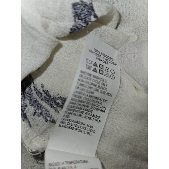 Lucky Brand Crop Top Women's Large Off Shoulder 3/4 Sleeve White Floral Viscose - Picture 7 of 7